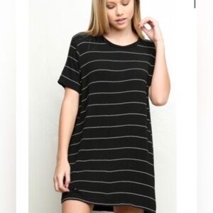 Brandy Melville Striped Luana Shirt Dress, Black and White Stripe, One Size